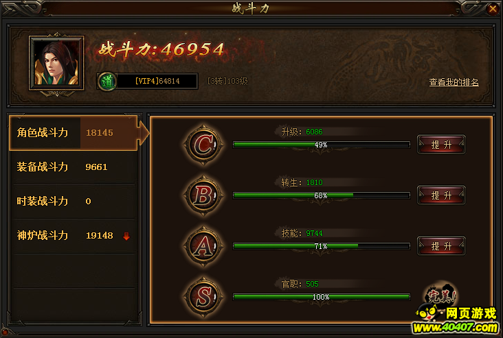 《传奇荣耀》战斗力系统