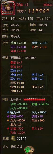 大皇帝以张飞-张角为核心的兼容性强的阵容组合
